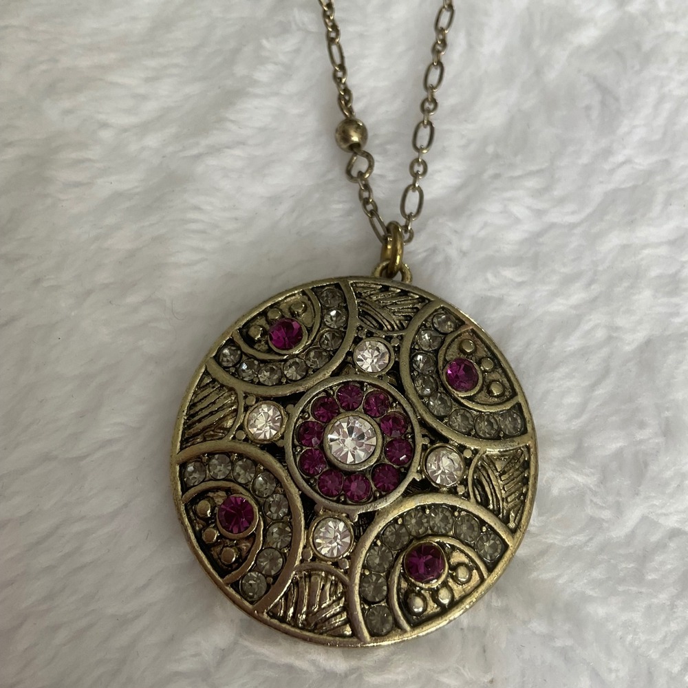 WHBM White House Black Market Gold Tone Purple Pendant Necklace - Picture 2 of 4